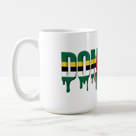 Caneca De Café Texto Dominica Drip | Design de Bandeira do Caribe