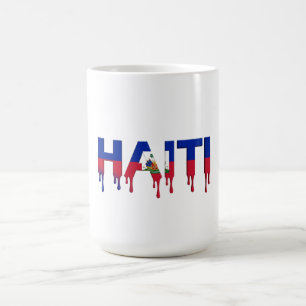 Caneca De Café Texto Drip Haiti Design de Bandeira do Caribe