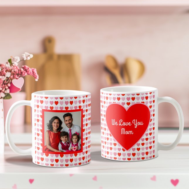 Caneca De Café Texto e Foto Personalizadas do Padrão de Amor do C (Criador carregado)