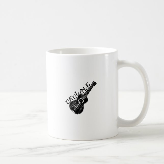 Caneca De Café Texto E Imagem Do Ukulele (Direita)