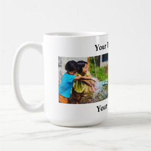 Caneca De Café Texto e Mug de Fotografia com 2 Fotografias/2 Linh