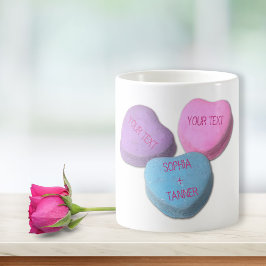 Caneca De Café Texto e Nomes Personalizados do Coração do Namorad