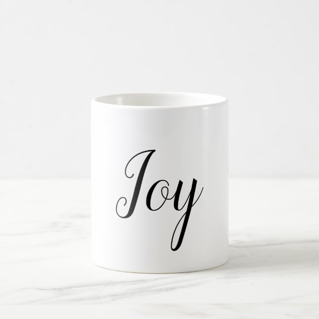 Caneca De Café Texto Elegante Branco Mínimo sobre Feriado de Joy (Centro)