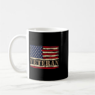Caneca De Café Texto em negrito veterano retrô bandeira dos EUA D
