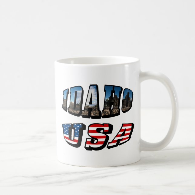 Caneca De Café Texto Estado da Imagem do Idaho e Sinalizador EUA (Direita)