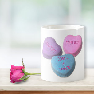 Caneca De Café Texto feito sob encomenda & nomes do coração