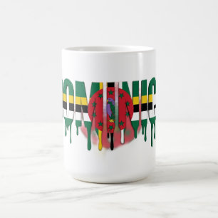 Caneca De Café Texto Gotejante da Dominica Desenho da Bandeira