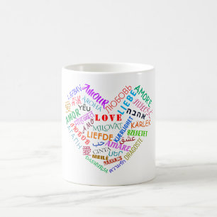 Caneca De Café Texto multilíngue Coração Café Mug
