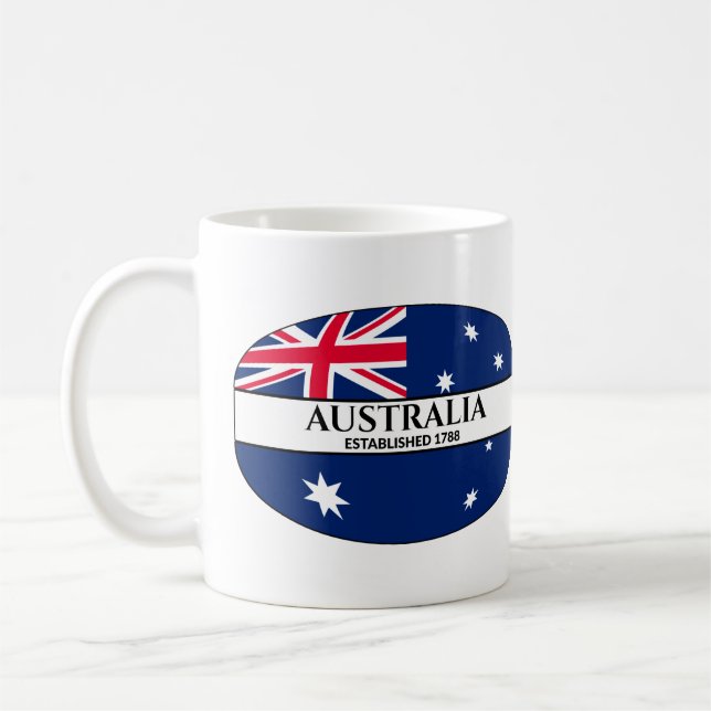 Caneca De Café Texto Negro - Austrália Estabelecida 1788 Flag (Esquerda)
