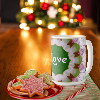 Caneca De Café Texto opcional do abstrato Flower Mandala com Love