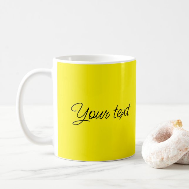 Caneca De Café Texto ou nome de Modelo personalizado amarelo (Com Donut)