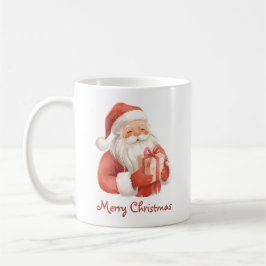 Caneca De Café Texto Personalizado Aquarela Papai Noel Com Presen
