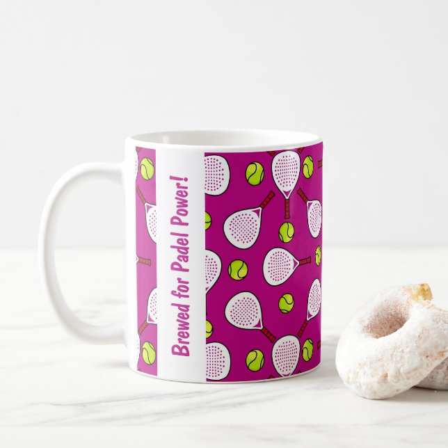 Caneca De Café 🎾 texto personalizado, Breed para o Padel Power! (Com Donut)