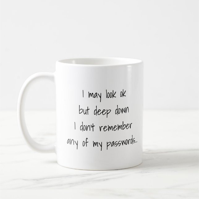 Caneca De Café Texto Personalizado da Cotação de Senha Esquecida  (Esquerda)