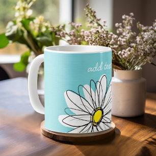 Caneca De Café Texto Personalizado de Margarida Esbranquiçada e A