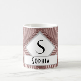 Caneca De Café Texto Personalizado/ Deco de Arte Dourada de Rosa