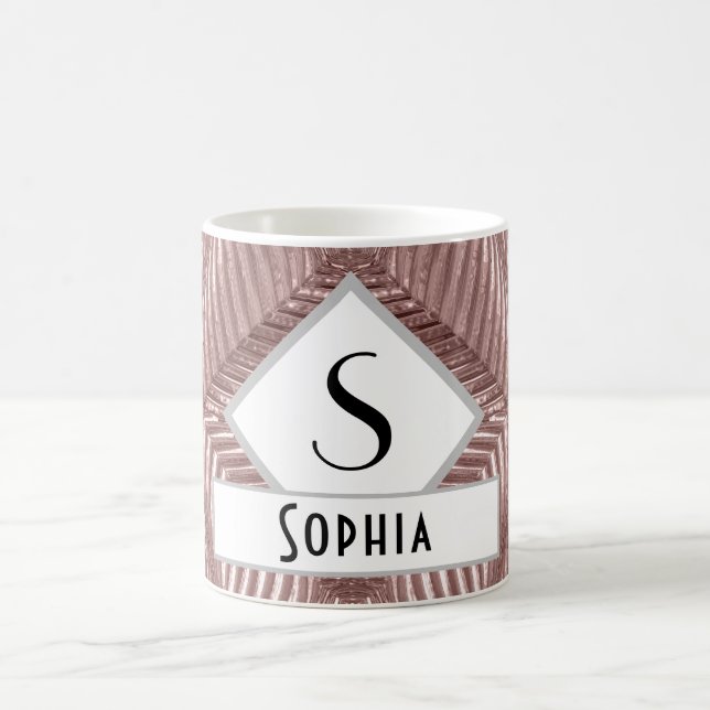 Caneca De Café Texto Personalizado/ Deco de Arte Dourada de Rosa (Centro)