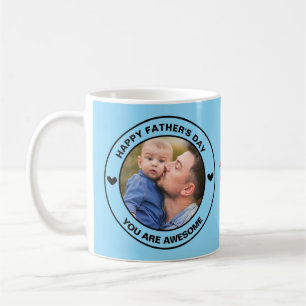 Caneca De Café Texto personalizado do Dia de os pais feliz preto 