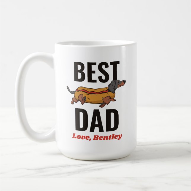 Caneca De Café Texto Personalizado do Pai de cachorro Hotdog Pers (Esquerda)