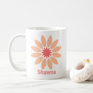 Caneca De Café Texto Personalizado em Duas Faces e Margarida de P