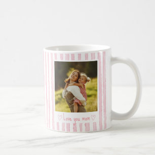 Caneca De Café Texto Personalizado Foto Listras Rosa Coquette