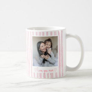 Caneca De Café Texto Personalizado Foto Listras Rosa Coquette