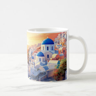 Caneca De Café Texto personalizado Grécia Santorini Sunset