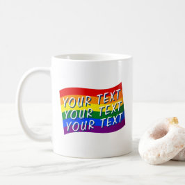 Caneca De Café Texto personalizado Orgulho gay do Sinalizador Arc