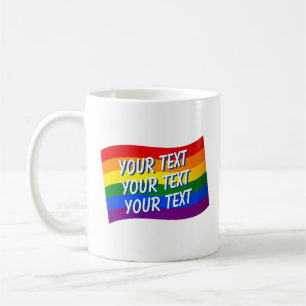 Caneca De Café Texto personalizado Orgulho gay do Sinalizador Arc