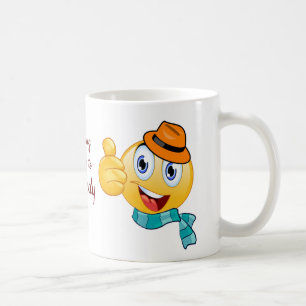 Caneca De Café Texto personalizado polegar para cima Emoji com ch