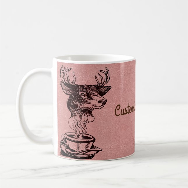 Caneca De Café Texto Personalizado/ Rosa Dourado Lente Lente Cor- (Esquerda)