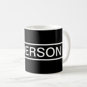 Caneca De Café Texto personalizável   Preto e Branco Moderno Negr