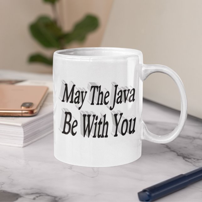 Caneca De Café Texto preto de caixote cômico Java (Criador carregado)