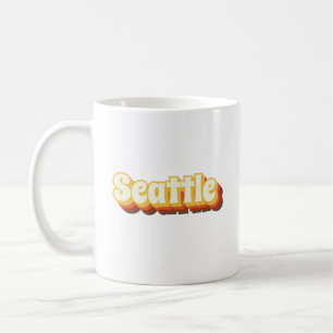 Caneca De Café Texto Retro Vintage de Seattle