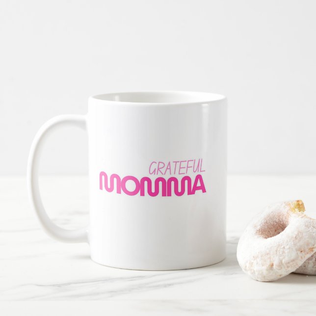 Caneca De Café Texto Rosa Dia de as mães da Mãe Grata (Com Donut)