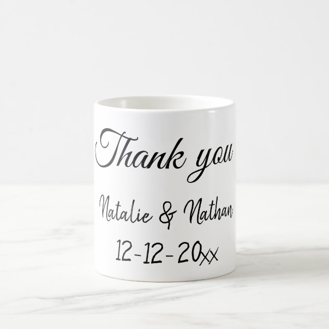 Caneca De Café texto simples de agradecimento ao casal com nome e (Centro)