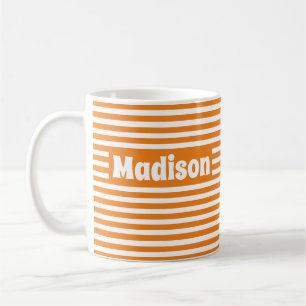 Caneca De Café Texto Simples Esticar Laranja e Branco Nome Person