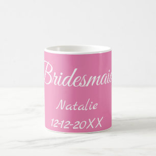 Caneca De Café Texto simples minimalista rosa para damas de honra