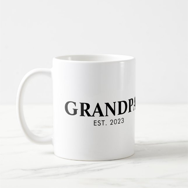Caneca De Café Texto Simples Mínimo Avô Estabelecido Ano (Esquerda)