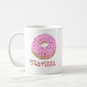 Caneca De Café Texto vermelho Rosquinha e nome cor-de-rosa asperg