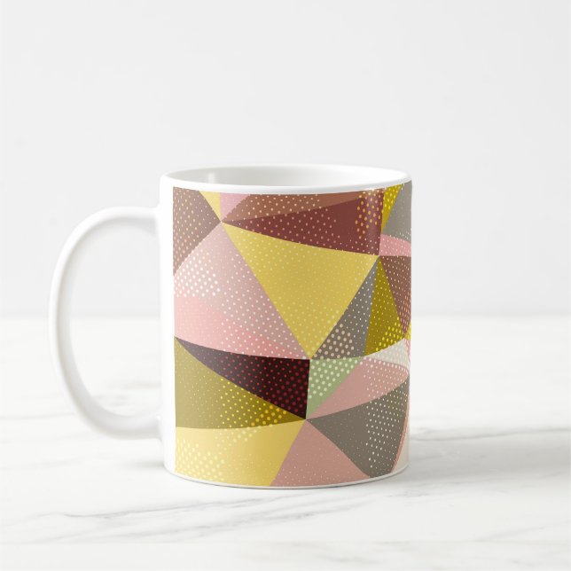 Caneca De Café Textura Abstrato de triângulos geométricos colorid (Esquerda)