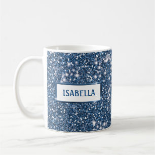 Caneca De Café Textura Azul Escuro Com Texto Com Texto Com Nome P