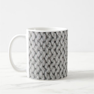 Caneca De Café Textura branca de lã, foto de aproximação.