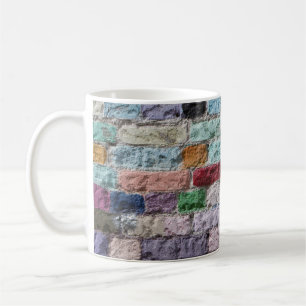Caneca De Café Textura Colorida De Parede De Tijolos