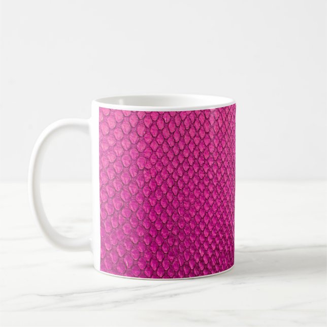 Caneca De Café Textura da pele de cobra de píton rosa (Esquerda)