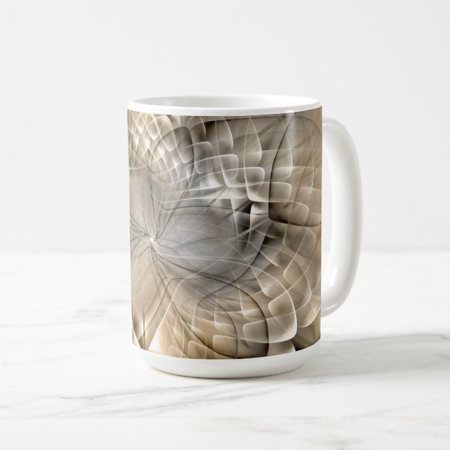 Caneca De Café Textura de Arte Fractal Moderno Abstrato em Tons T (Frente Esquerda)