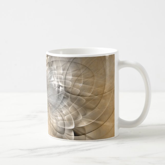 Caneca De Café Textura de Arte Fractal Moderno Abstrato Tons da T (Direita)