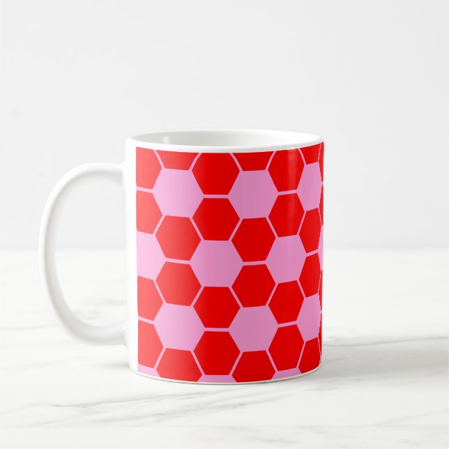Caneca De Café Textura de bola de futebol/futebol - Vermelho e ro (Esquerda)