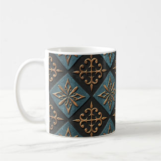 Caneca De Café Textura de bronze com padrão de escultura.
