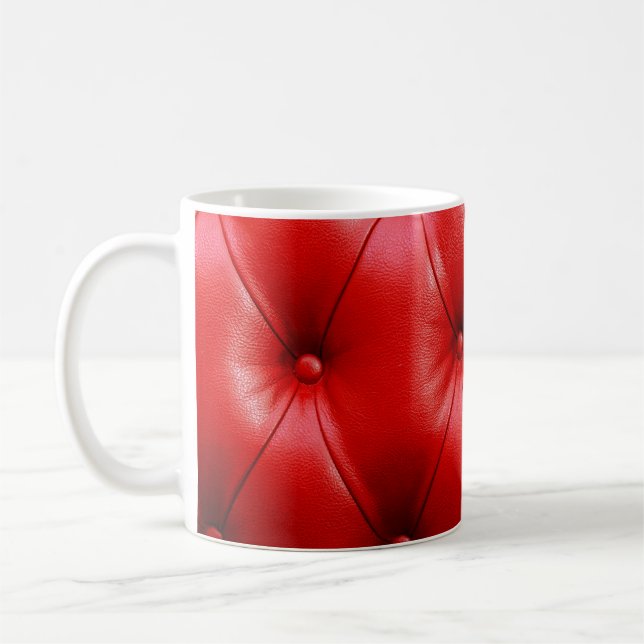 Caneca De Café Textura de couro de sofá vermelho (Esquerda)